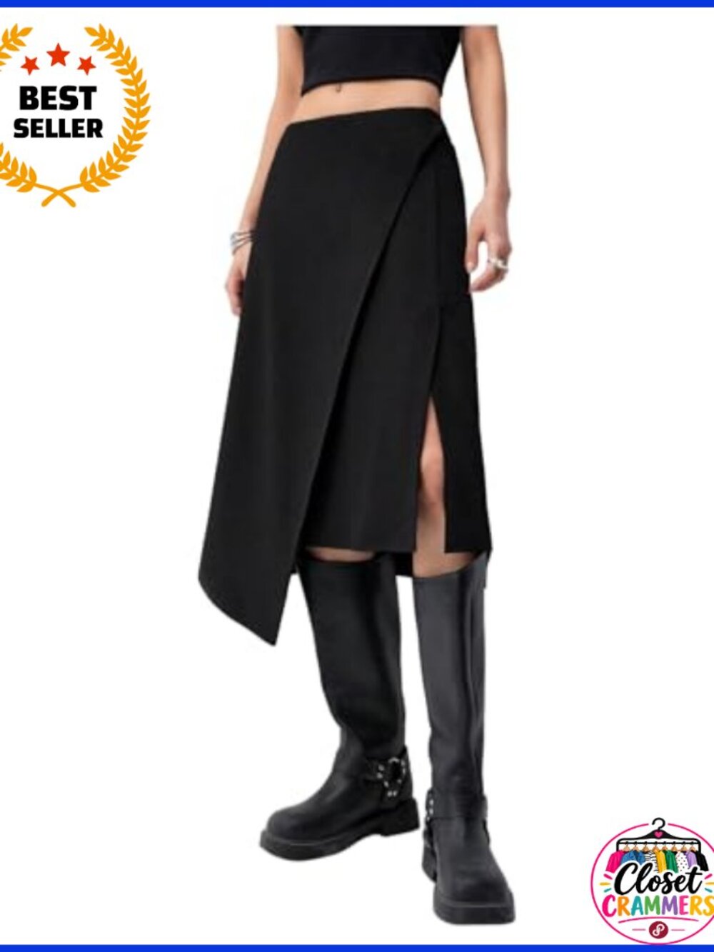 Asymmetrical Wrap Midi Skirt Low Rise Slit Y2K Streetwear